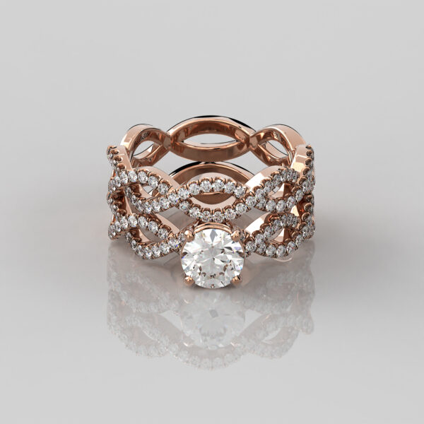 Solid Rose Gold Zig Zag Pattern Infinity Ring
