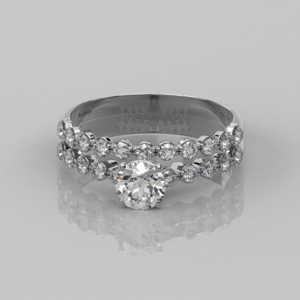 Solid White Gold Round Solitaire Stacking Engagement Ring