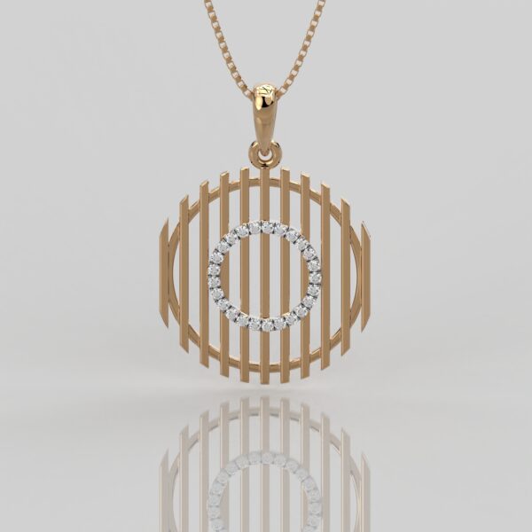 Round Diamond Grill Style, Solid Yellow Gold Pendant