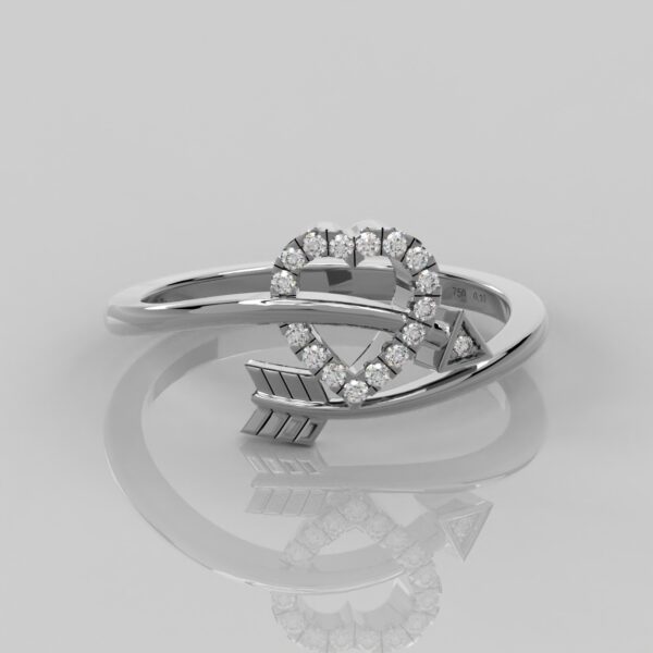 Solid White Gold Heart & Arrow Statement Ring