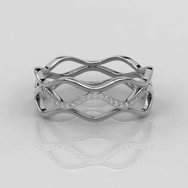 Solid White Gold Zig Zag Pattern Ring