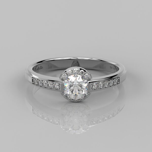 Solid White Gold Petite Pavé Engagement Ring