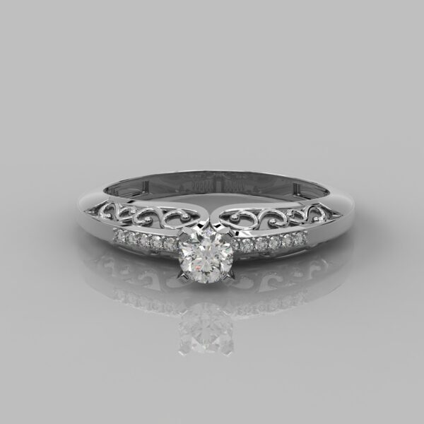 Solid White Gold Split Shank Halo Engagement Ring