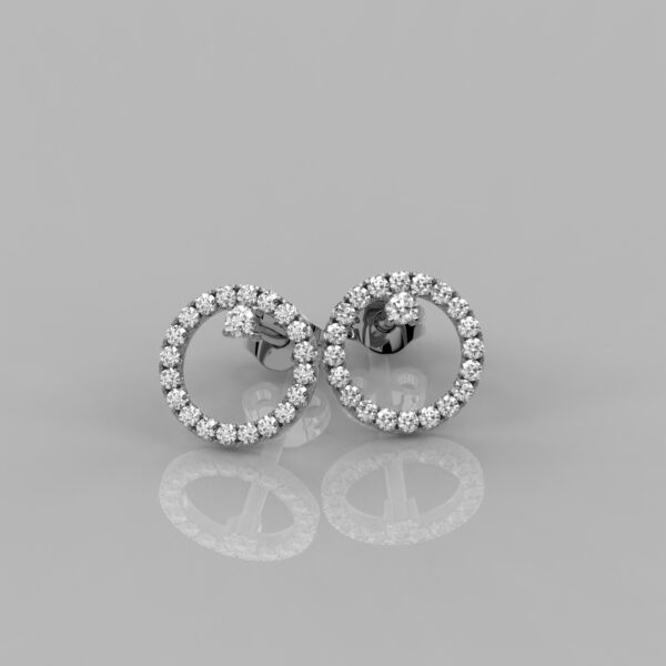 Solid Gold 0.24 Ct Round Diamond Polo Style Stud Earrings