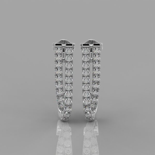 Solid Gold 0.40 Ct Round Diamond J Style Stud Earrings