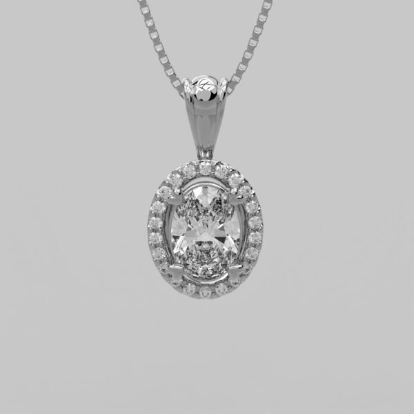 0.75 Ct Oval Diamond Solid Gold Pendant