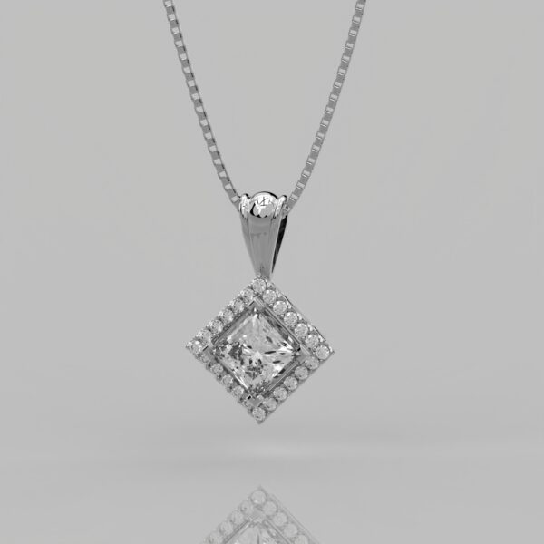 0.75 Ct Princess Diamond Solid Gold Pendant